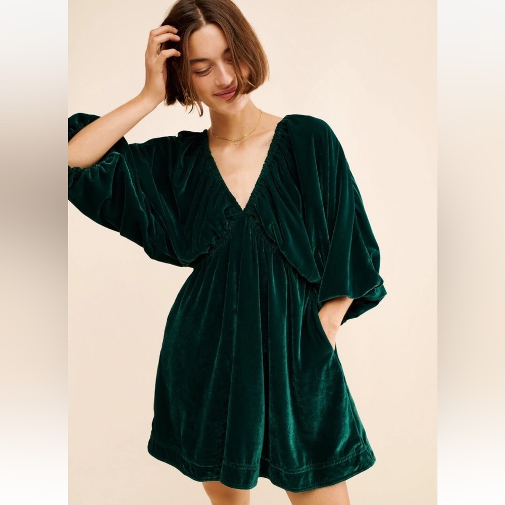 Free People Green Velvet Portia Dress Size Small